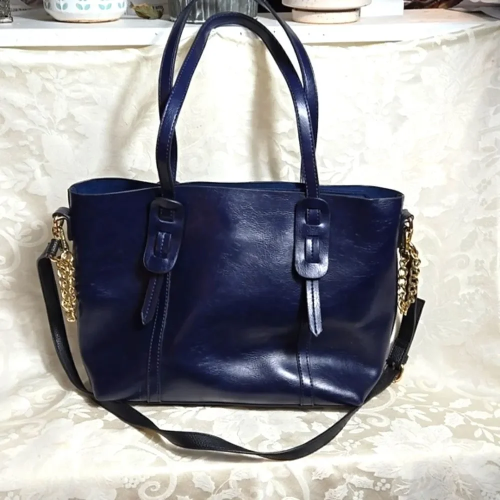 Steve Madden Deep Blue Tote Bag with Crossbody Strap